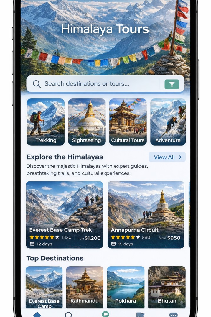 Himachal Tour & Guide travel app UI
